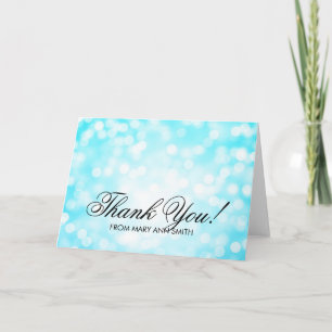 "Thank you" 50th Birthday Turquoise Glitter Lights Thank You Card