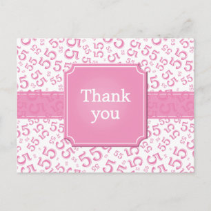 Thank You 55 Number Pattern Pink/White Postcard