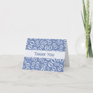 Thank You 60th Birthday Number Pattern Blue/White