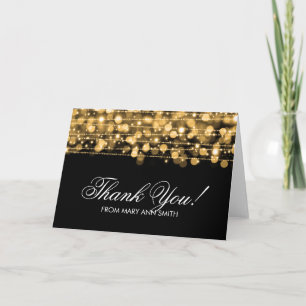"Thank you" 60th Birthday Party Sparkles Gold Thank You Card