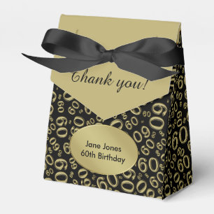 Thank You: 60th Birthday Theme Gold/Black Favor Box