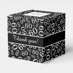 Thank You 60th Number Pattern Black/White Favor Box