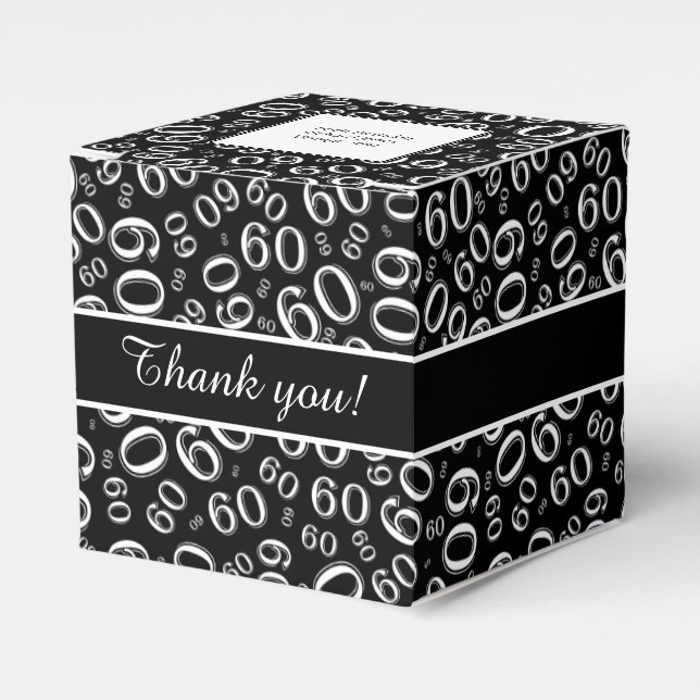 Thank You 60th Number Pattern Black/White Favor Box (Front Side)
