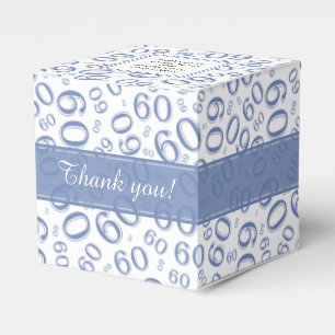 Thank You 60th Number Pattern Blue/White Favor Box
