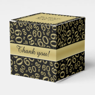 Thank You 60th Number Pattern Gold/Black Favor Box
