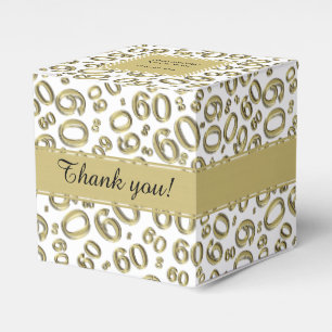 Thank You 60th Number Pattern Gold/White Favor Box