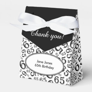 Thank You 65th Birthday Black/White Number Pattern Favor Box