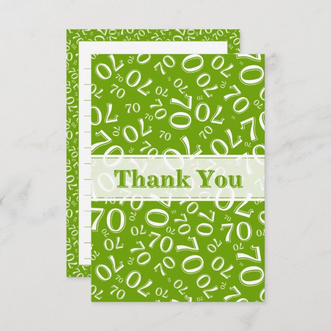 Thank You 70 Birthday Number Pattern Green/White (Front/Back)