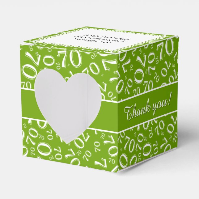 "Thank you" 70th Birthday Green Number Pattern Favor Box (Front Side)