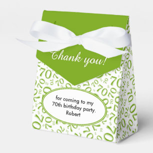 Thank You 70th Birthday Green/White Number Pattern Favor Box