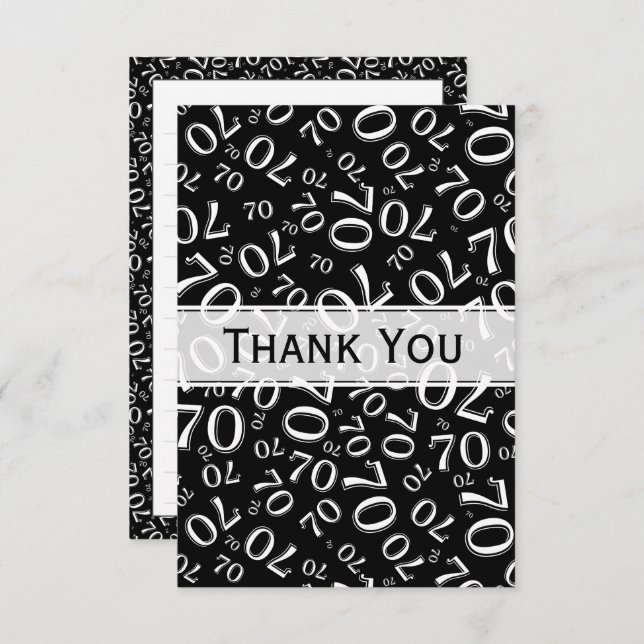 Thank You 70th Birthday Number Pattern Black/White (Front/Back)