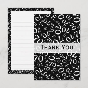 Thank You 70th Birthday Number Pattern Black/White Card