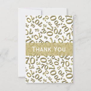 Thank You 70th Birthday Number Pattern Gold/White Card
