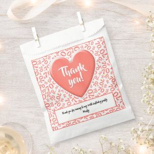 Thank You 70th Random Number Pattern Coral/White Favour Bag