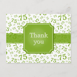 Thank You 75 Number Pattern Green/White Postcard