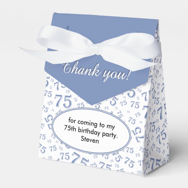 Thank You 75th Blue/White Random Number Pattern Favor Box (Front Side)