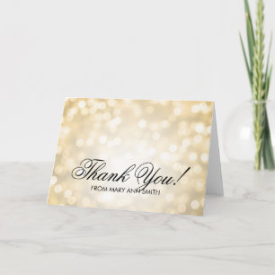 "Thank you" 80th Birthday Gold Glitter Lights Thank You Card