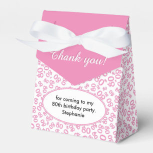 Thank You 80th Birthday Pink/White Number Pattern Favor Box