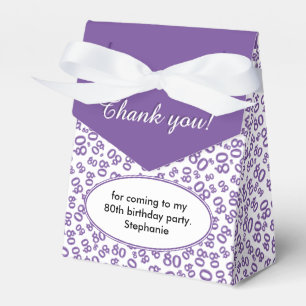 Thank You 80th Birthday Purple Number Pattern Favor Box