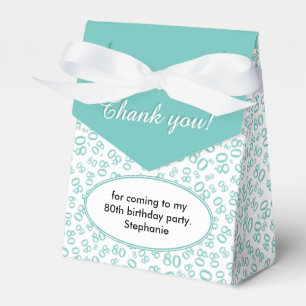 Thank You 80th Birthday Teal/White Number Pattern Favor Box
