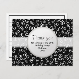 Thank You: 80th Black/White Bday Number Pattern