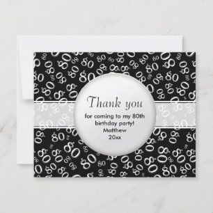 Thank You: 80th Black/White Bday Number Pattern