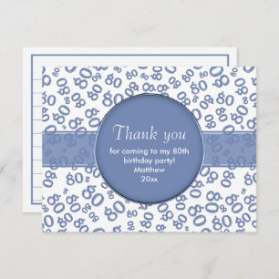 Thank You: 80th Blue/White Bday Number Pattern