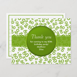 Thank You: 80th Green/White Bday Number Pattern