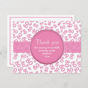 Thank You: 80th Pink/White Bday Number Pattern