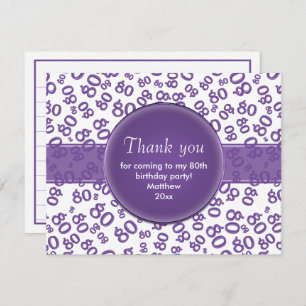 Thank You: 80th Purple/White Number Pattern