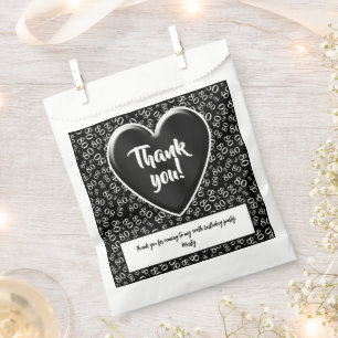 Thank You 80th Random Number Pattern Black/White Favour Bag
