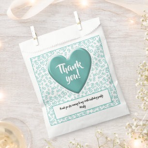 Thank You 80th Random Number Pattern Teal/White Favour Bag