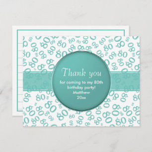 Thank You: 80th Teal/White Bday Number Pattern