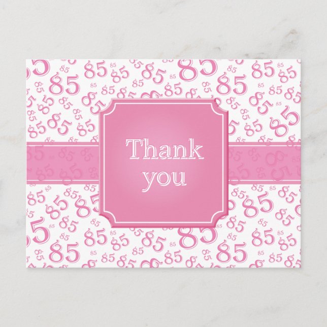 Thank You 85 Number Pattern Pink/White Postcard (Front)
