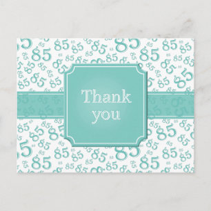 Thank You 85 Number Pattern Teal/White Postcard