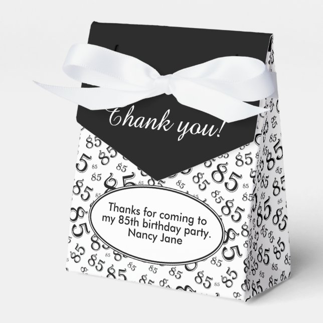 Thank You 85th Black/White Random Number Pattern Favor Box (Front Side)