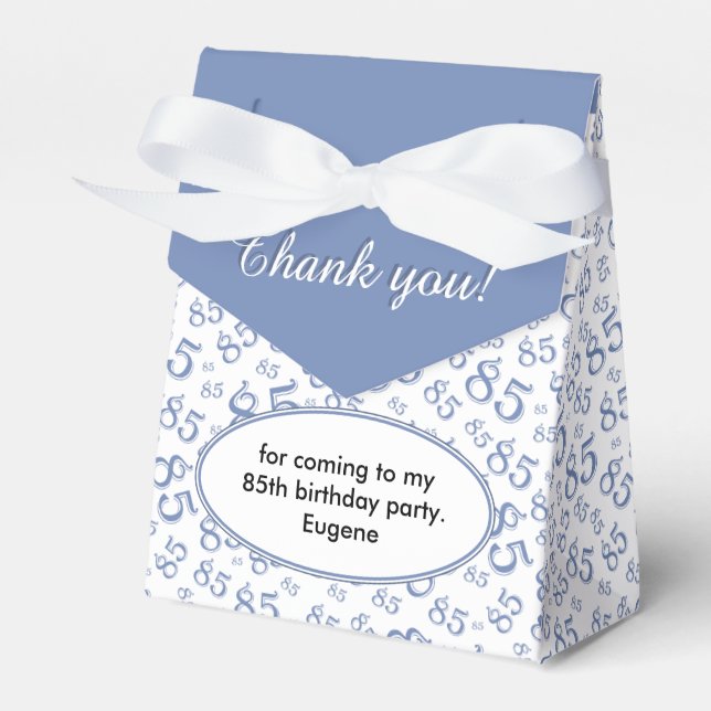 Thank You 85th Blue/White Random Number Pattern Favor Box (Front Side)