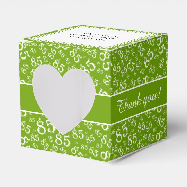 "Thank you" 85th Party Green Random Number Pattern Favor Box (Front Side)