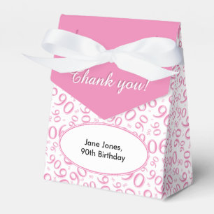 Thank You 90th Birthday Pink/White Pattern Favor Box