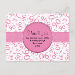 Thank You 90th Black/White Birthday Number Pattern Postcard
