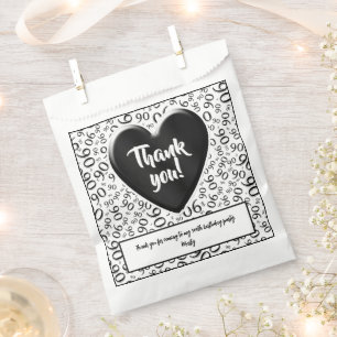 Thank You 90th Random Number Pattern Black/White Favour Bag