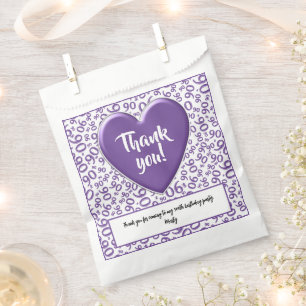 Thank You 90th Random Number Pattern Purple/White Favour Bag
