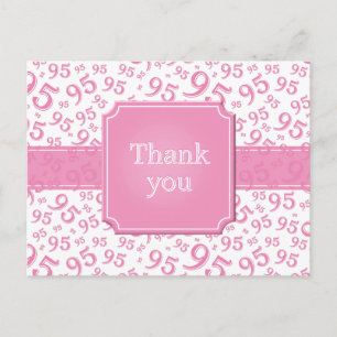 Thank You 95 Number Pattern Pink/White Postcard