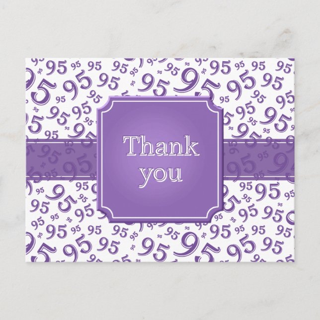 Thank You 95 Number Pattern Purple/White Postcard (Front)