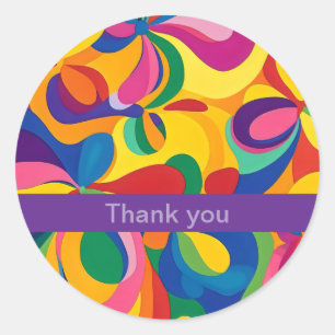 Thank you abstract colour flow classic round sticker