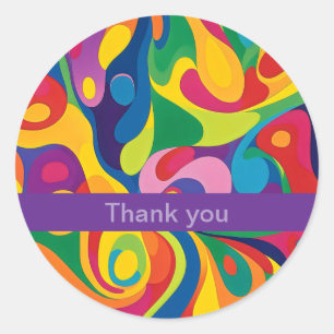 Thank you abstract colour flow classic round sticker