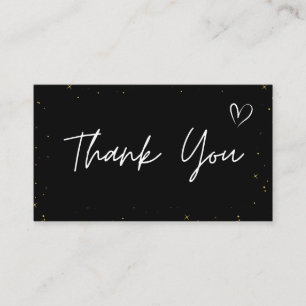 Thank You Abstract Glitter Star Pattern Love Black Business Card