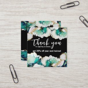 Thank You Abstract Green Black Elegant Business  Square Business Card