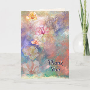 Thank You Abstract Paint and Flowers Card