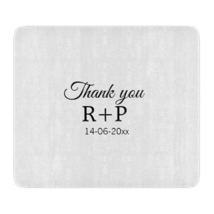 Thank you add couple name initial letter text date cutting board